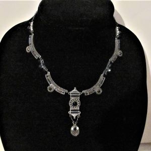 Vintage, Egyptian Revival, pewter, necklace/choker